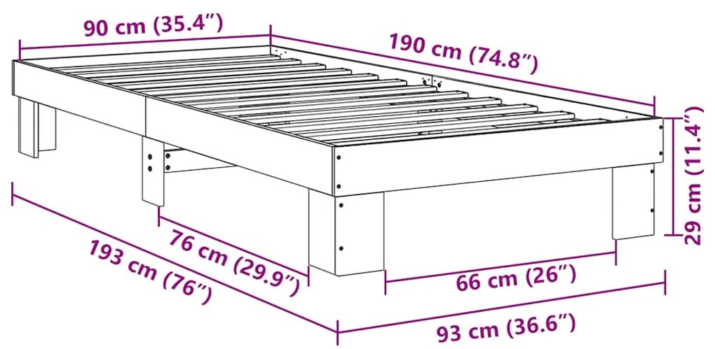 ΠΛΑΙΣΙΟ ΚΡΕΒΑΤΙΟΥ ΧΩΡΙΣ ΣΤΡΩΜΑ 90X190 CM ΜΑΣΙΦ ΞΥΛΟ ΔΡΥΣ 851957