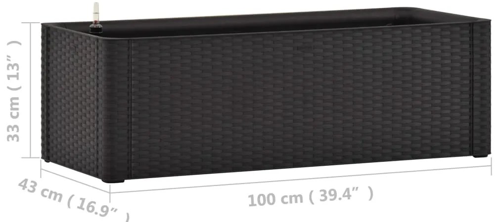 vidaXL Ζαρντινιέρα Κήπου Ανθρακί 100x43x33 εκ. με Αυτόματο Πότισμα