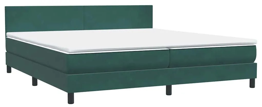 Κρεβάτι Boxspring με Στρώμα Σκούρο Πράσινο 180x210εκ. Βελούδινο - Πράσινο