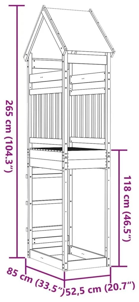 Πύργος Παιχνιδιού 85x52,5x265 εκ. Μασίφ Εμποτ. Ξύλο Πεύκου - Καφέ