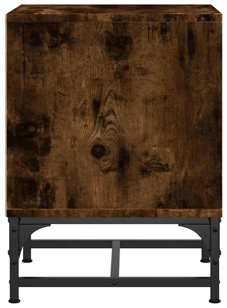 vidaXL Κομοδίνο Καπνιστή Δρυς 35 x 37 x 50 εκ. με Γυάλινη Πόρτα