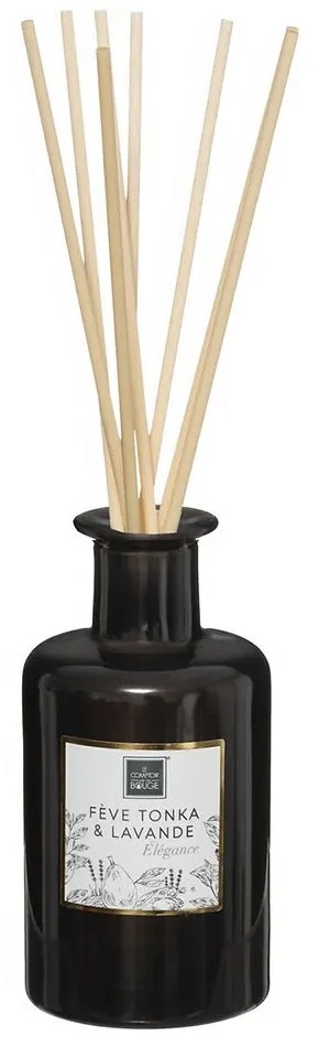 Αρωματικό Χώρου Με Στικς Tonka Laven 07.172761E Φ6,5x14cm 200ml Black Paper,Glass