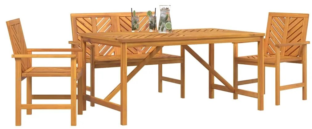 vidaXL Σέτ φαγητού για κήπο 4 pcs Καφέ Στερεό Ξύλο Ακακίας