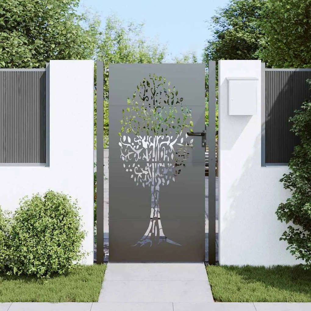 vidaXL Πύλη Κήπου Μαύρο 105 x 175 cm Ατσάλι με Επικάλυψη Πούδρας