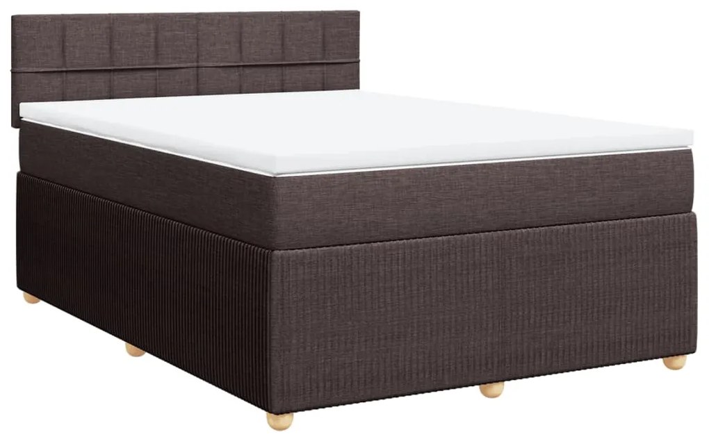 ΚΡΕΒΑΤΙ BOXSPRING ΜΕ ΣΤΡΩΜΑ ΣΚΟΥΡΟ ΚΑΦΕ 140X200 ΕΚ ΥΦΑΣΜΑΤΙΝΟ 3287482