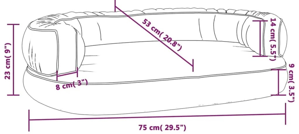vidaXL Εργονομικό Κρεβάτι Σκύλου Σκούρο Μπλε 75 x 53 εκ. Συνθετ. Δέρμα