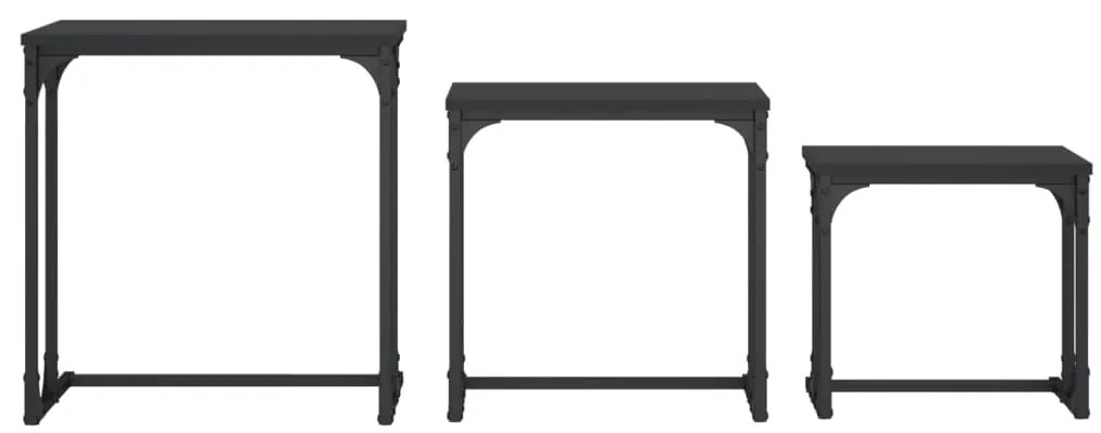 vidaXL Τραπεζάκια Ζιγκόν 3 τεμ. Μαύρα από Επεξεργασμένο Ξύλο
