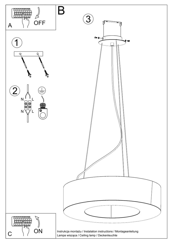 Sollux Κρεμαστό φωτιστικό Saturno 6,μαύρο,6xE27/60w