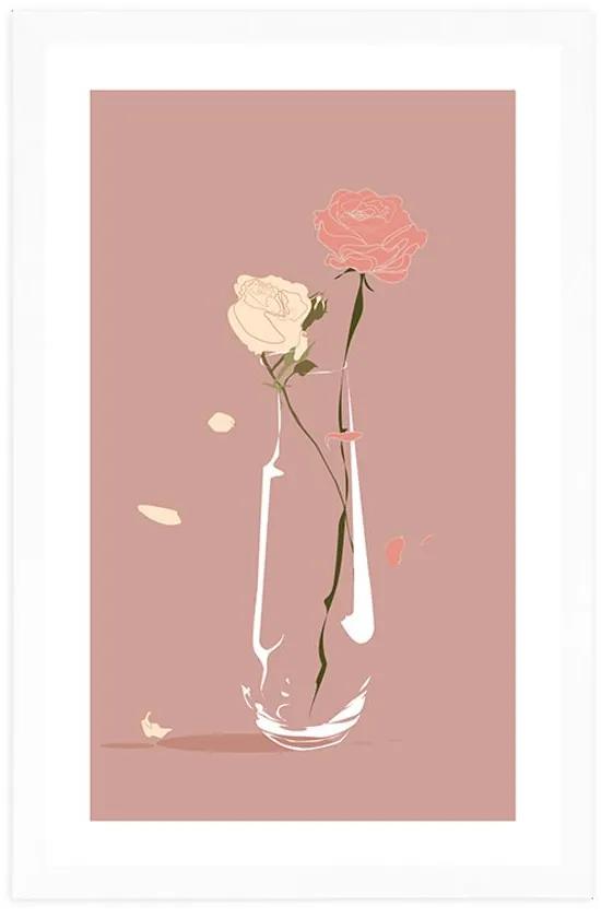 Αφίσα με παρπαστού Όμορφα λουλούδια σε βάζο - 20x30 white