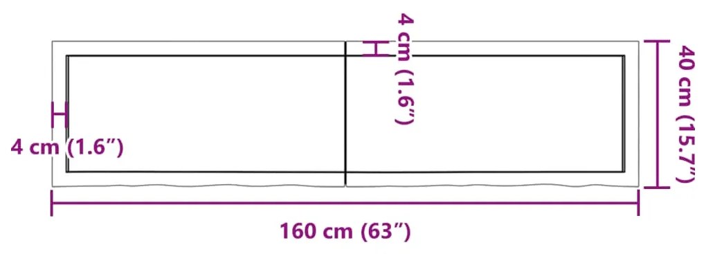 Ράφι Τοίχου Σκούρο Καφέ 160x40x(2-4) εκ. Επεξ. Μασίφ Ξύλο Δρυός - Καφέ