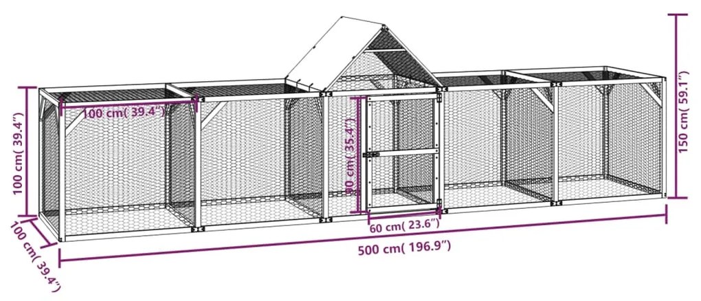vidaXL Κοτέτσι 500x100x150 εκ. από Μασίφ Εμποτισμένο Ξύλο Πεύκου