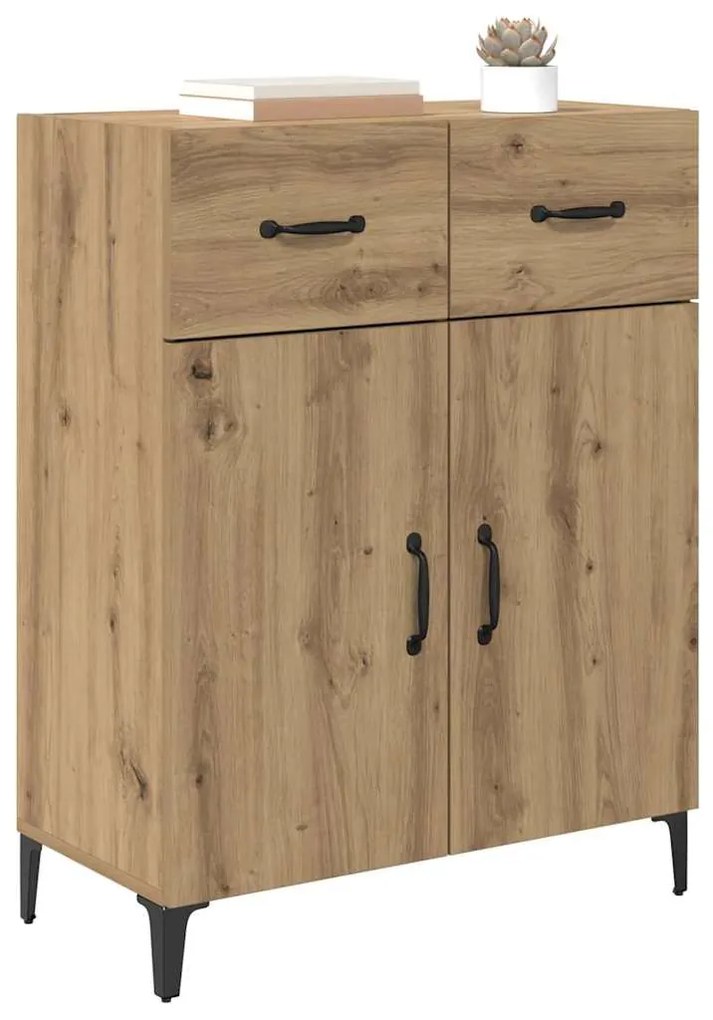 vidaXL Πλαϊνό γραφείο με συρτάρι artisan δρυς 34 x 69.5 x 90 εκ
