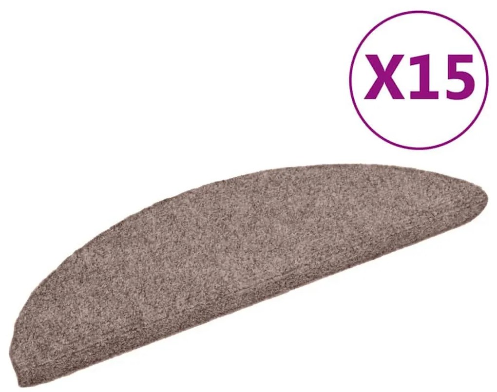 vidaXL Πατάκια Σκάλας Αυτοκόλλητα 15 τεμ Κρέμα 56x17x3εκ. Βελονιασμένο