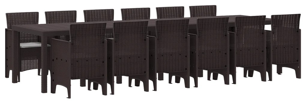 vidaXL Σετ Τραπεζαρίας Κήπου 13 pcs Καφέ Μεγάλο Ρατάν πολυαιθυλενίου