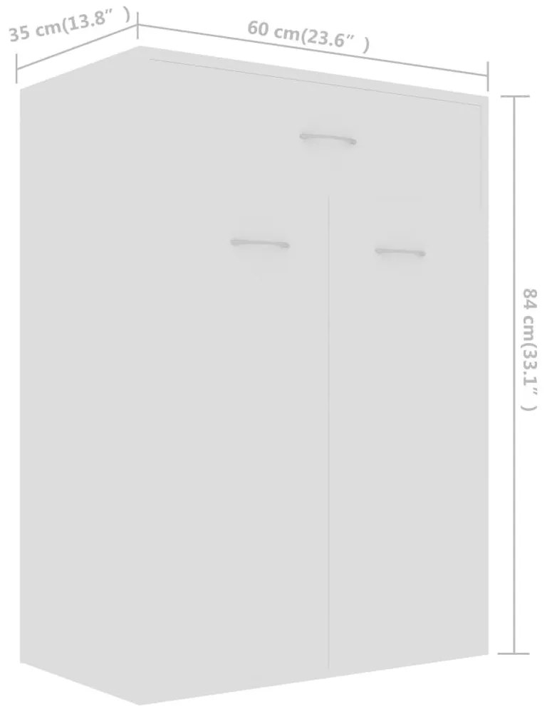 Παπουτσοθήκη Λευκή 60 x 35 x 84 εκ. από Επεξ. Ξύλο - Λευκό