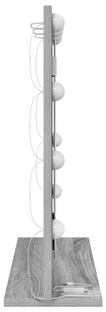 vidaXL Καθρέφτης Vanity με LED Φώτα Γκρι Σονομά 60x55x18 εκ