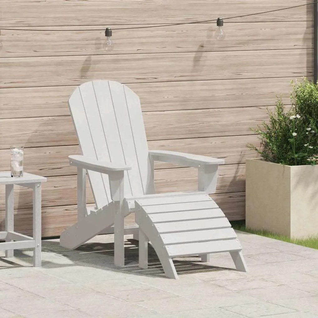 vidaXL Καρέκλα Adirondack με Ποδάρια Λευκή HDPE