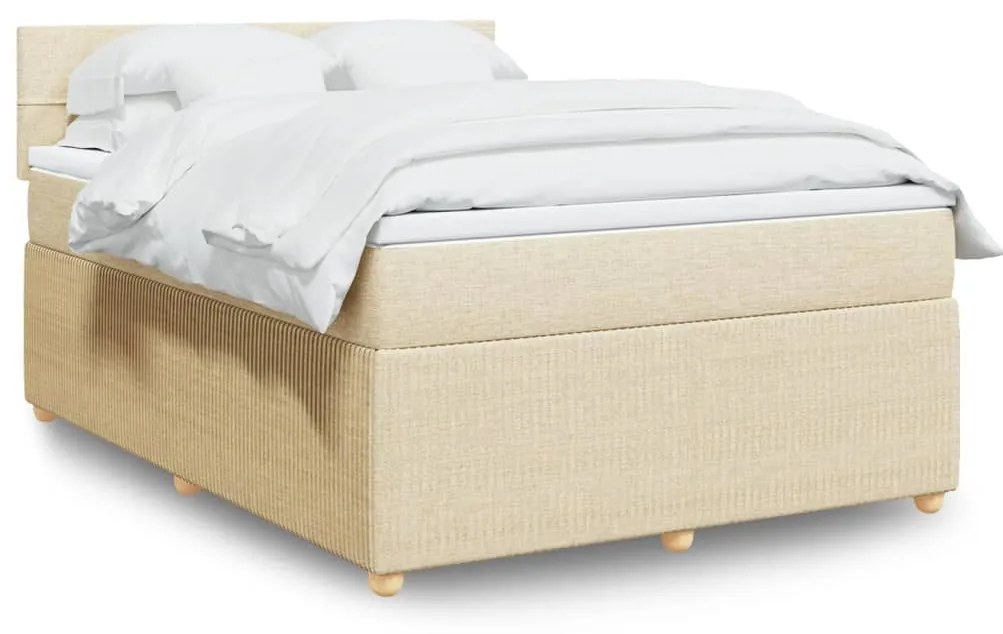 vidaXL Κρεβάτι Boxspring με Στρώμα Κρεμ 160x200 εκ. Υφασμάτινο