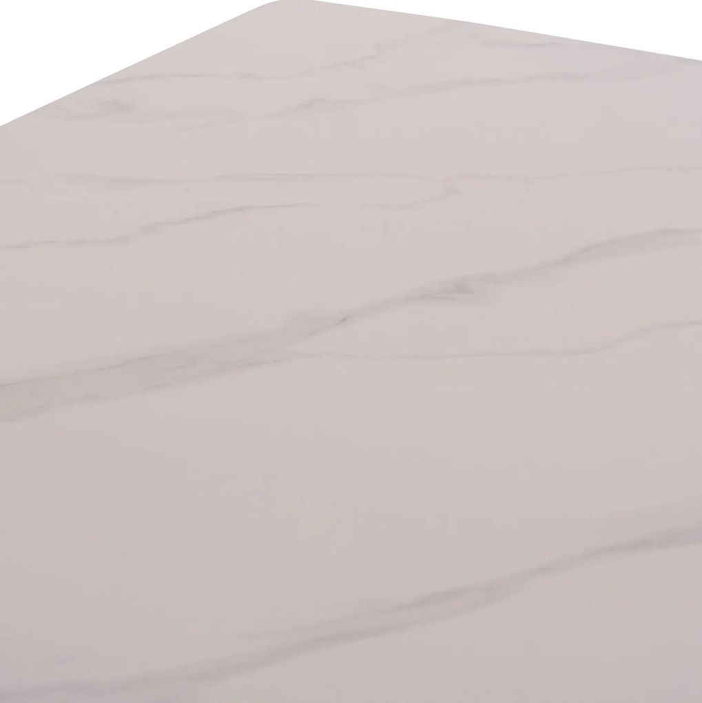 Τραπέζι Rav λευκό μαρμάρου sintered stone-μαύρο μέταλλο 160x90x75