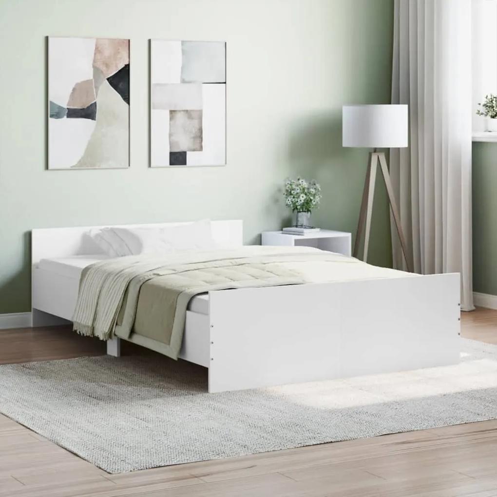 vidaXL Πλαίσιο Κρεβατιού με Κεφαλάρι &amp; Ποδαρικό Λευκό 120 x 200 εκ.