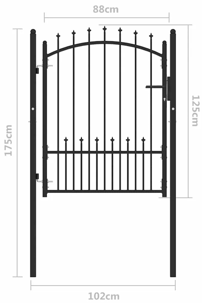 vidaXL Πύλη Φράχτη Μαύρο 100 x 125 cm Ατσάλι με Επικάλυψη Πούδρας