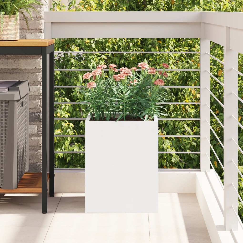vidaXL Γλάστρα Κήπου Λευκό 32 x 32 x 40 εκ. Κρύα έλαση από χάλυβα
