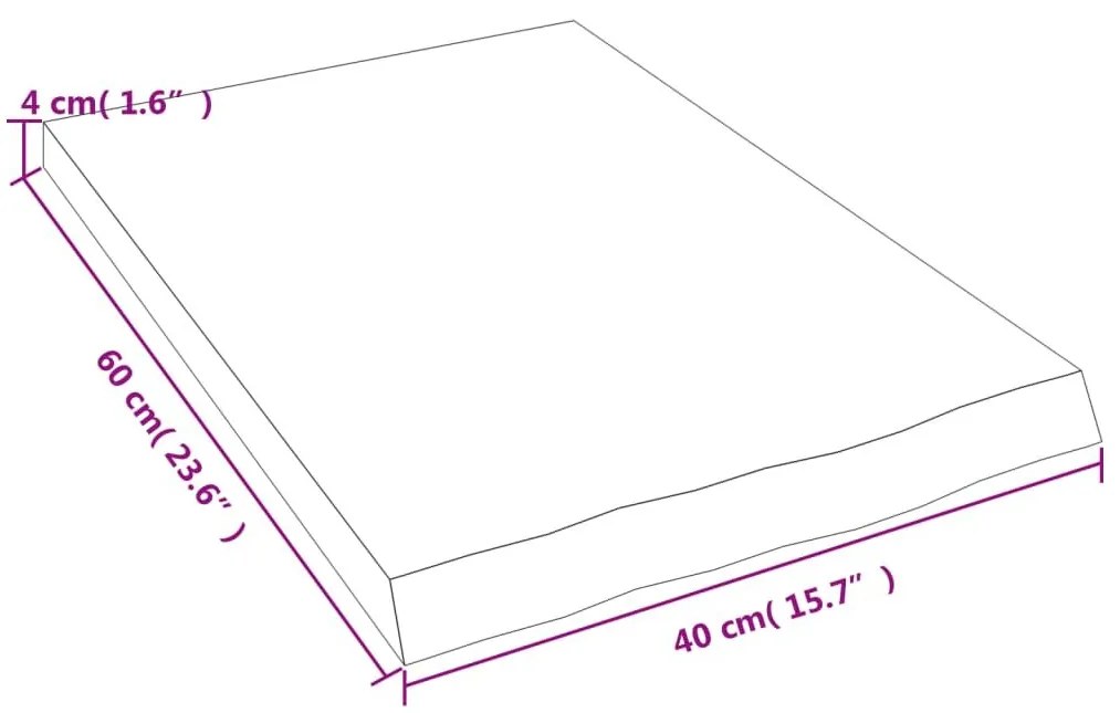 Ράφι Τοίχου Ανοιχτό Καφέ 40x60x(2-4)εκ. Επεξ. Μασίφ Ξύλο Δρυός - Καφέ