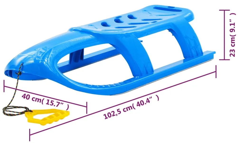 vidaXL Έλκηθρο για Παιδιά Μπλε 102,5 x 40 x 23 εκ. από Πολυπροπυλένιο