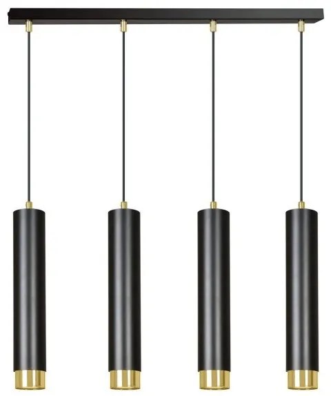 Κρεμαστό Φωτιστικό Οροφής Ράγα 4xGu10 Ατσάλι KIBO Made in Poland Emibig-644/4-Μαύρο-Χρυσό 644/4