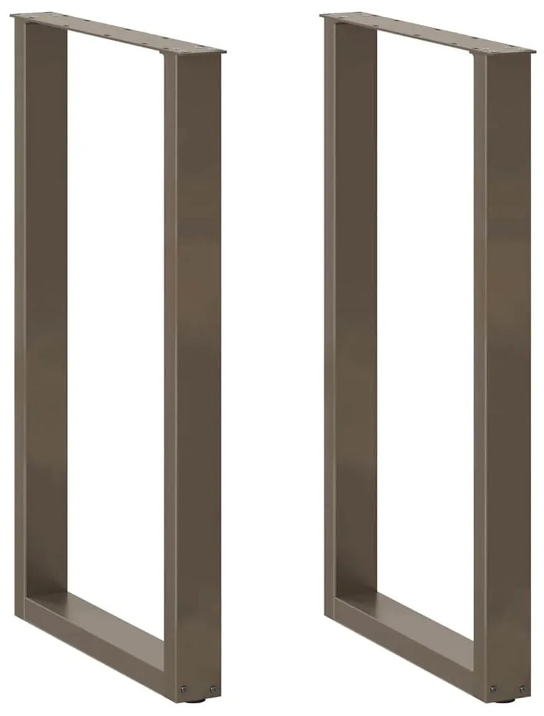 Πόδια Τραπεζιού Μπαρ σε Σχήμα U, 2 τεμ., Φυσικό Ατσάλι 60x(100-101) εκ. Ατσάλι