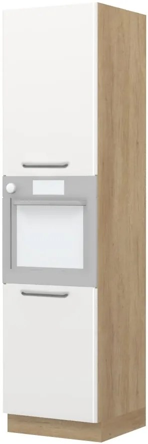 Επιδαπέδιο ντουλάπι φούρνου ψηλό Modena K23-60-2KR-Δρυς - Λευκό γυαλιστερό - 60.00Χ60.00Χ235.00cm