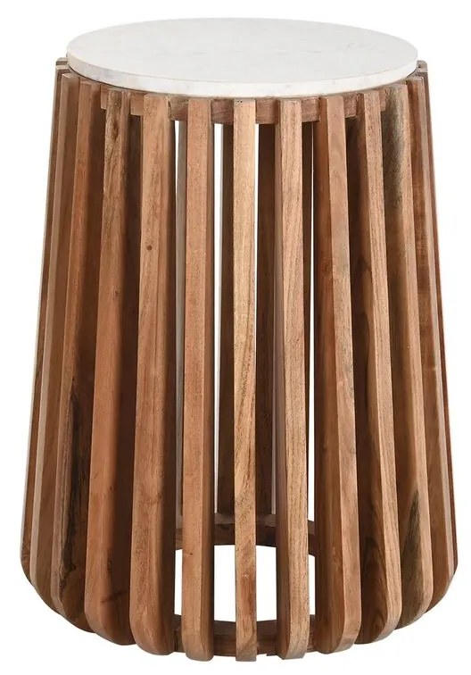 Βοηθητικό Τραπέζι DKD Home Decor Λευκό Φυσικό Μάρμαρο Ξύλο από Μάνγκο 47 x 47 x 58 cm