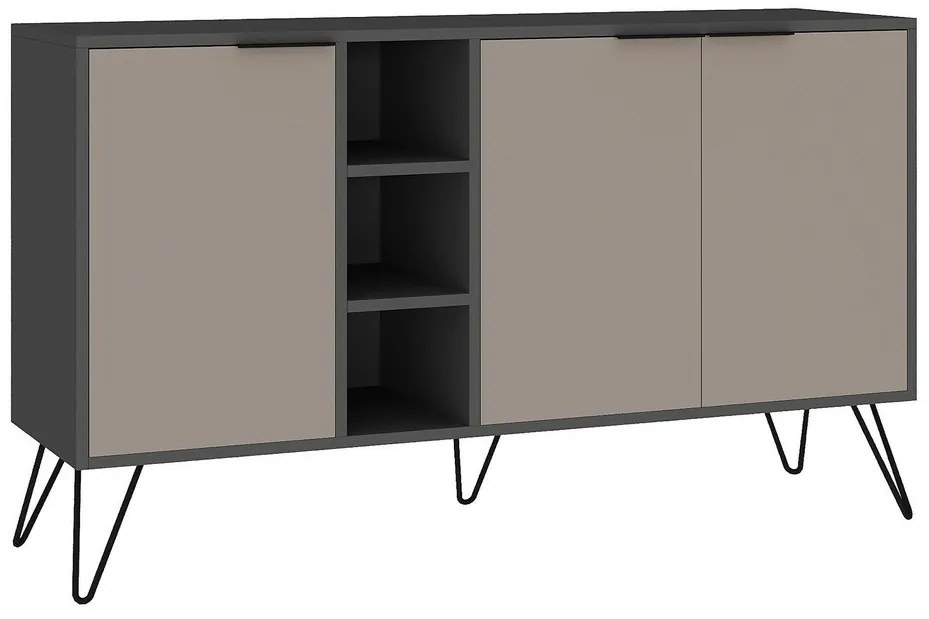 Ντουλάπι Ashburn 105, Ανοιχτό καφέ, Ανθρακί, 83x142cm, Αριθμός θυρών: 34cm, Πλαστικοποιημένη μοριοσανίδα | Epipla1.gr