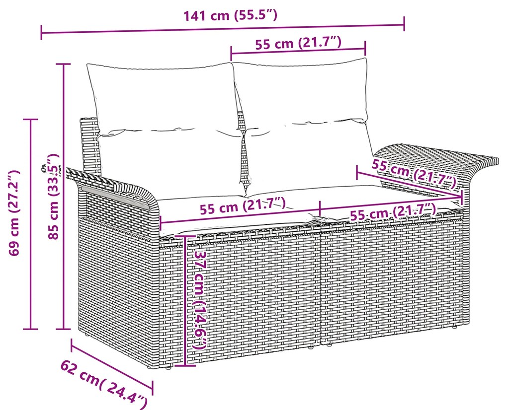 vidaXL Σετ Καναπέ Κήπου 8 pcs Μπεζ 297.5 x 132.5 x 69 εκ