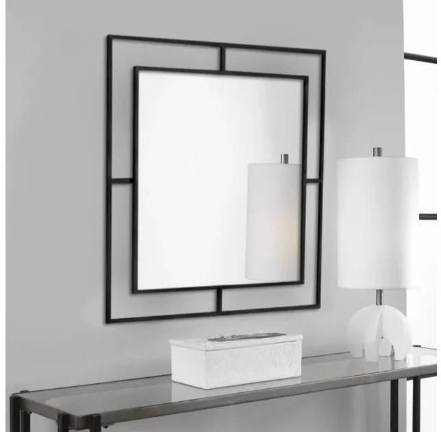 Καθρέφτης τοίχου Corner Megapap αλουμινίου μαύρο 58,6x2x58,6εκ GP037-0006,1 GP037-0006,1 Μαύρο