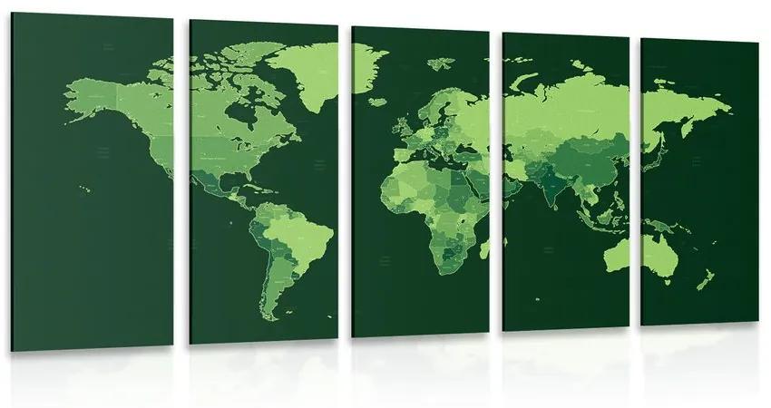 Λεπτομερής παγκόσμιος χάρτης με 5 μέρη εικόνα σε πράσινο - 200x100
