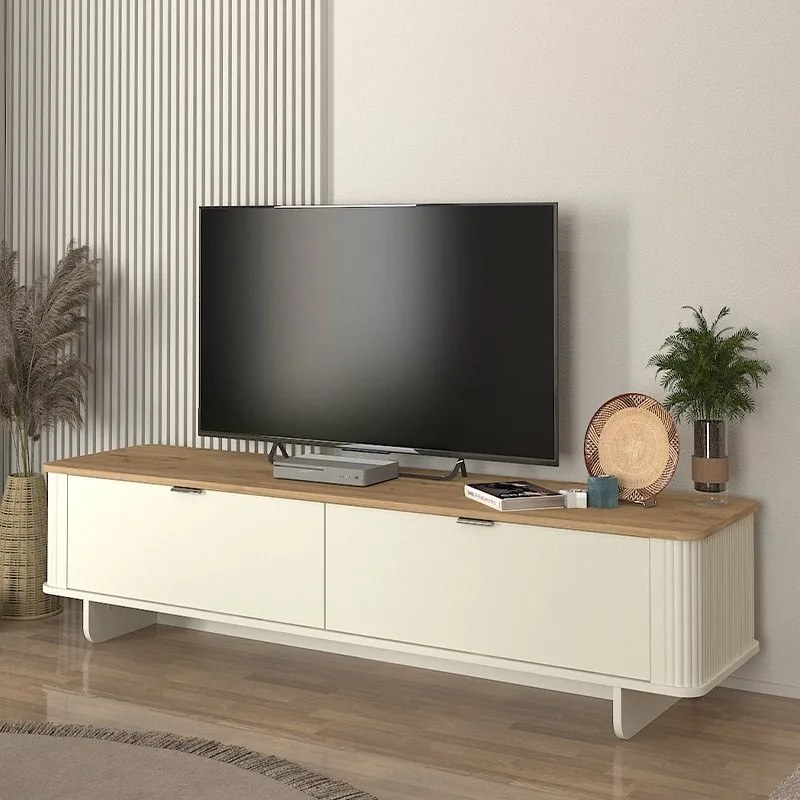 Megapap Έπιπλο Τηλεόρασης Bohema Ivory - Sepet Oak 180x47x45,6εκ.