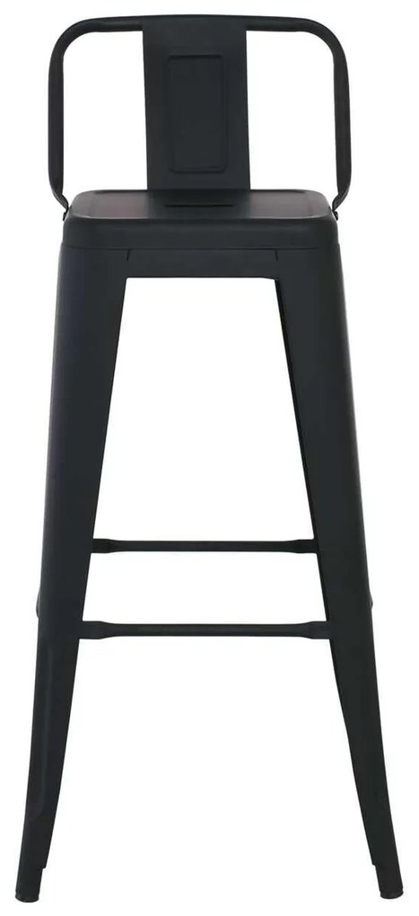 Σκαμπώ RELIX Bar Με Πλάτη Μαύρο Matte 44x44x76/96cm