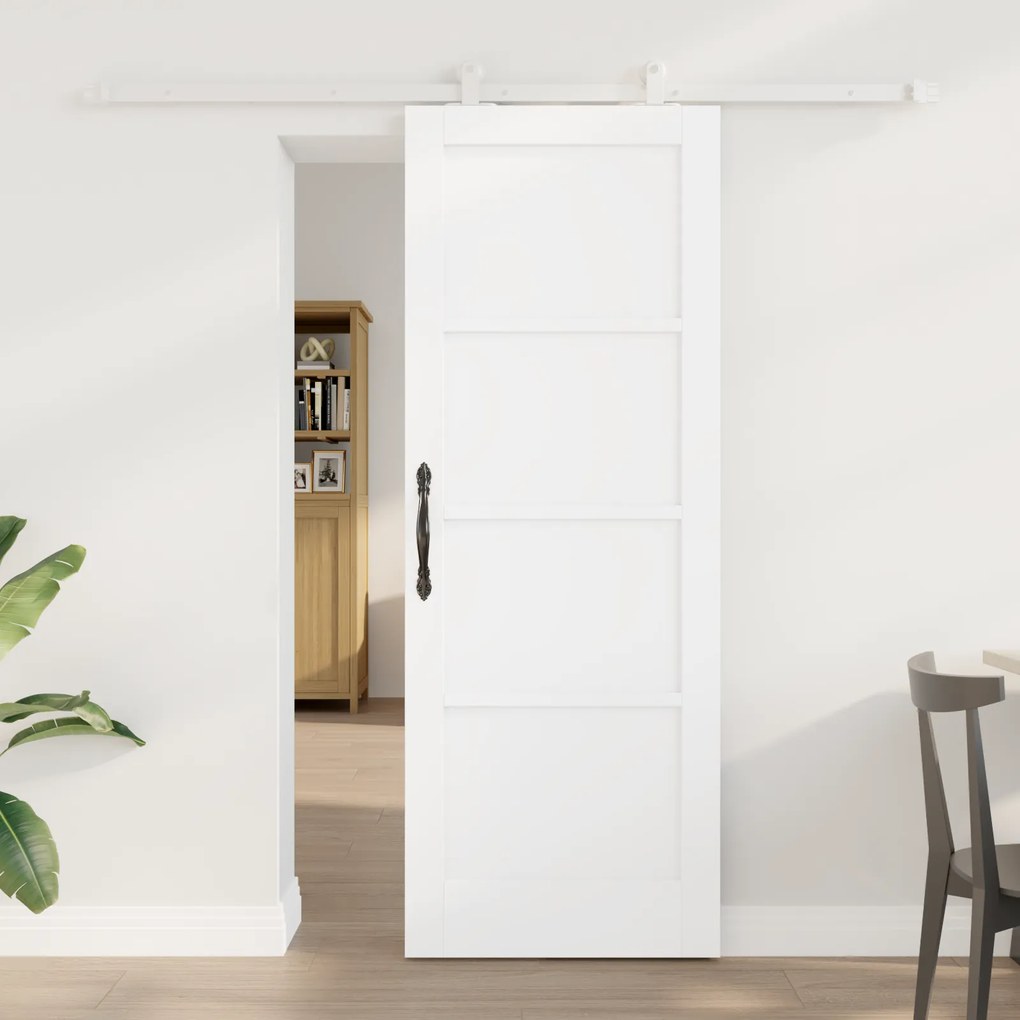 vidaXL Συρόμενη Πόρτα  με Σετ Υλικών 'ORKDAL' Λευκή Συμπαγές Ξύλο Πεύκου