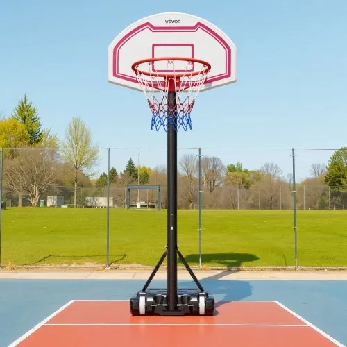 VEVOR Portable Basketball Stand, 1.6 to 2.1m Height Adjustment Basketball Hoop &amp; Goal, Kids Adjustable Basketballs Hoop with Nylon Net &amp; Rolling Wheels, Portable Backboard Set for Patios, Poolside
