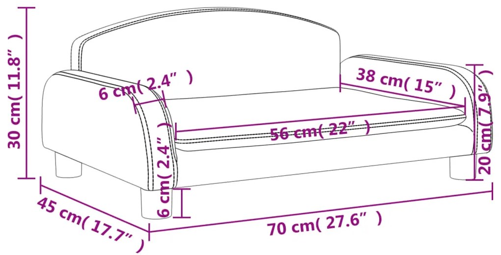 vidaXL Καναπές Παιδικός Μαύρος 70 x 45 x 30 εκ. από Συνθετικό Δέρμα