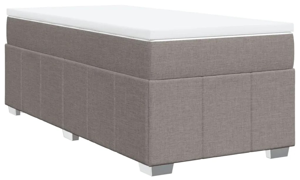 vidaXL Κρεβάτι Boxspring με Στρώμα Taupe 90x200 εκ. Υφασμάτινο