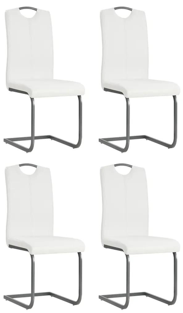 Καρέκλες Τραπεζαρίας «Πρόβολος» 4 τεμ. Λευκές Συνθετικό Δέρμα