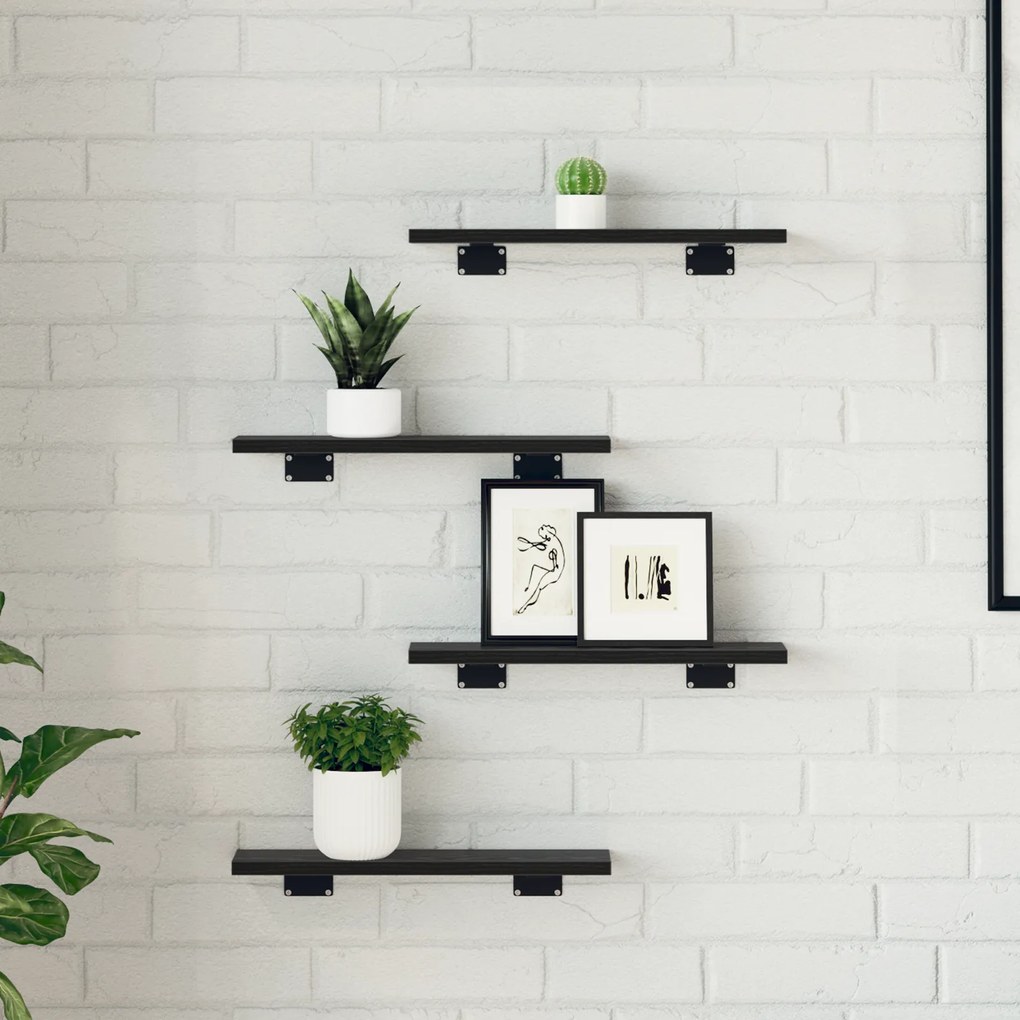 vidaXL Ράφι Βιβλίων 4 pcs Μαύρο 40 x 10 x 1.5 cm Επεξεργασμένο ξύλο