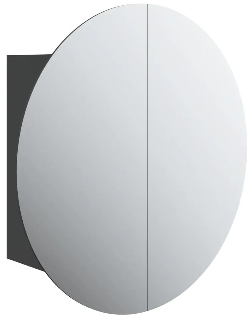 vidaXL Ντουλάπι Μπάνιου με Στρογγυλό Καθρέφτη&amp;LED Μαύρο 47x47x17,5 εκ.