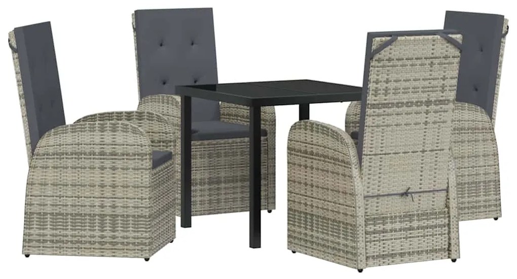 vidaXL Σέτ φαγητού για κήπο με μαξιλάρι 5 pcs Γκρι συνθετικό ρατάν