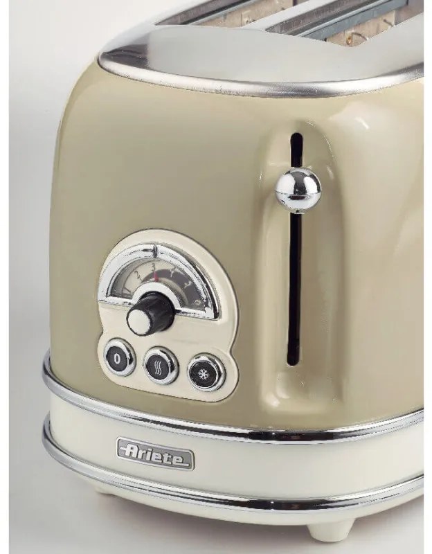 Τοστιέρα ψωμιού Ariete VINTAGE 0155/03, 810W, 2 φέτες, 3 λειτουργίες, 6 στάδια, Αφαιρούμενος δίσκος ψίχας, Μπεζ