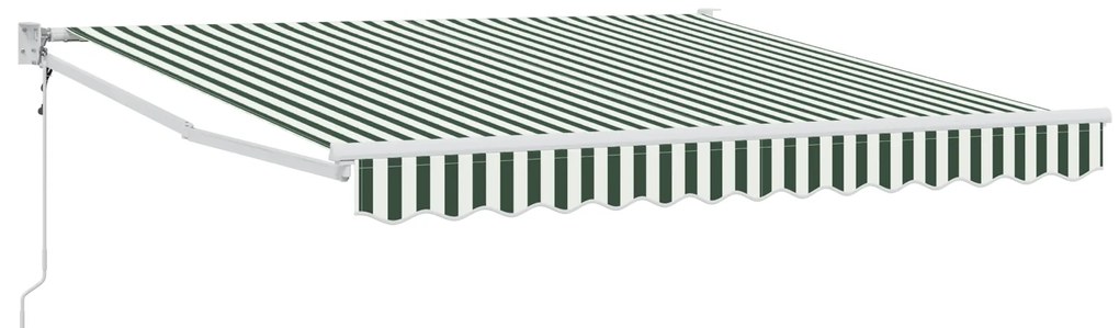 vidaXL Ανασυρόμενη τέντα  Πράσινη και Λευκή 350x250 cm