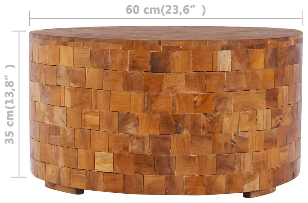 Τραπεζάκι Σαλονιού 60 x 60 x 35 εκ. από Μασίφ Ξύλο Teak - Καφέ