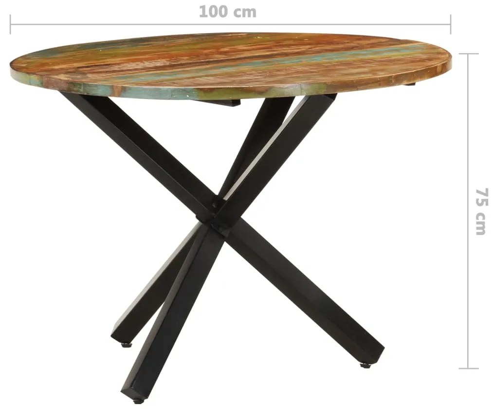 vidaXL Τραπεζαρία Στρογγυλή 100 x 100 x 75 εκ. Μασίφ Ανακυκλωμένο Ξύλο
